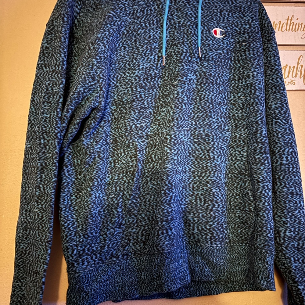 Champion Blue Quarter-Zip Sweatshirt Athletic Knit